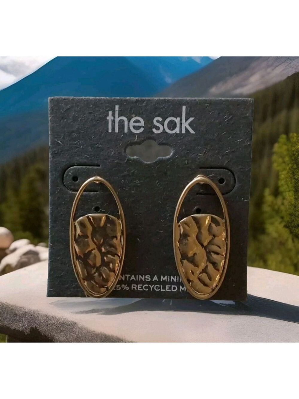 The Sak Gold Hammered Oval Drop Earrings